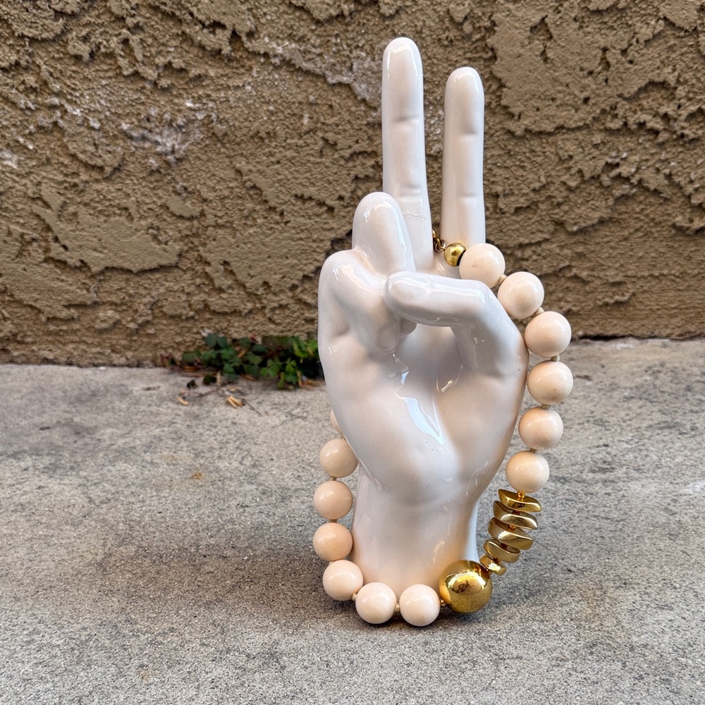 Vintage, Crème and Gold Beaded Choker